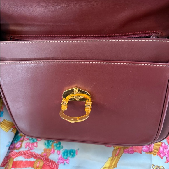 ❤️Elegant Cartier All
 Leather Burgundy Shoulder Bag❤️ Authentic - Picture 9 of 17